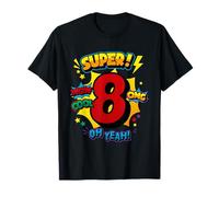 Arte Pop cómico de superoctavo cumpleaños: guau, Genial, Dios mío, oh, sí, niños Camiseta