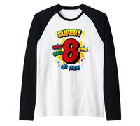 Arte Pop cómico de superoctavo cumpleaños: guau, Genial, Dios mío, oh, sí, niños Camiseta Manga Raglan