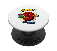 Arte Pop cómico del supernoveno cumpleaños: guau, Genial, Dios mío, oh, sí, niños PopSockets PopGrip Adhesivo
