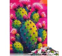 Arte Pop de Cactus Rosa Rompecabezas 500 Piezas, Juego Familiar