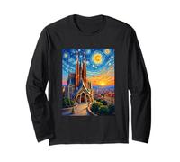 Arte Pop Estrellado de la Sagrada Familia de Barcelona Manga Larga