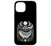 Arte Popular Escandinavo Ballena Celestial Océano Lunas Náutica Carcasa para iPhone 15