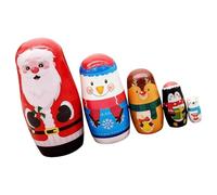 Arte Popular Muñecas de anidación rusas Figura de madera hecha a mano con tema de Papá Noel para regalar Oficina en el hogar Decoración Matryoshka Muñecas para niños