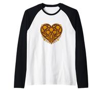 Arte primaveral Golden Folk con Forma de corazón de tulipán Camiseta Manga Raglan