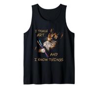 Arte Profesor Gato Artista Aula Pintura Sé Cosas Divertidas Camiseta sin Mangas