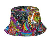 Arte Psicodélico Alucinante 2 Hombre Mujer Sombreros De Cubo Plegable Bucket Hat Ligero Sombrero De Sol para Aire Libre Senderismo Viaje Verano