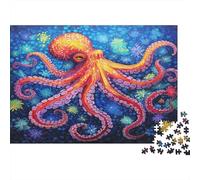 Arte Pulpo Rompecabezas 1000 Piezas con Colores Vibrantes Pulpo de Color Puzzle Terapia De Arte para Pasatiempos En Casa como Cita En Casa 38x26cm/1000pcs