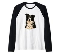 Arte Realista de Border Collie para Amantes de los Perros Camiseta Manga Raglan