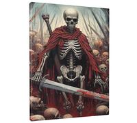 Arte rectangular de calavera para pared, espadas de guerra, violencia espeluznante, sangriento, diseños de la Edad Media, lienzo rojo y gris, decoración para colgar, impermeable, para casa, oficina