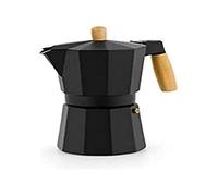 Arte regal Cafetera Italiana con mango de madera 6 tazas, cafetera aluminio, fuego, vitrocerámica