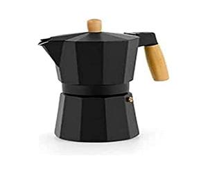 Arte regal Cafetera Italiana con mango de madera 6 tazas, cafetera aluminio, fuego, vitrocerámica