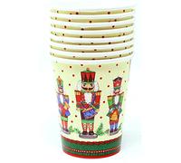 ARTE REGAL Guirca Pack de 8 Vasos de cartón con diseño de soldadito y Colorido. Ideal para Fiestas de Navidad. Diemensiones de Cada Vaso: 10 cm Largos, Multicolor, No Aplica