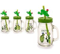 ARTE REGAL Tarro Cristal Con Asa Cactus Altura 13 Diametro 7,5cm 4 Surtido A Elegir 1