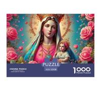 Arte religioso Madre e Hijo Puzzle de 1000 Piezas Papel para Adultos Escena Floral Juego de Puzzle 1000 Piezas Relajación Hogar Regalo 52x38cm/1000pcs