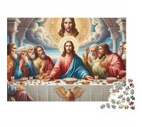 Arte Religioso Última Cena Rompecabezas de 1000 Piezas para Regalar para Adultos Obra de Arte Sagrada de la Santa Última Cena Premium Robusto Vibrante Desafiante Alivio de Estrés 38x26cm/1000pzs