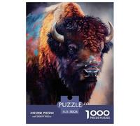 Arte Retrato de Bisonte 1000 Piezas Adultos Puzzle Clásicos Regalo DecoracióN Familiar Creativo Regalo 38x26cm/1000pcs