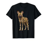 Arte Retro Africano Salvaje Amante de los Perros Safari Naturaleza Camiseta gráfica económica, Hombre, Negro, L