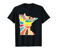 Arte Retro Colorido de Minnesota con Silueta Estatal Camiseta