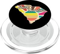 Arte Retro Colorido del Contorno de Carolina del Sur PopSockets PopGrip para MagSafe