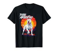 Arte Retro con Estampado de Perros Dogo Argentino al Atardecer Camiseta
