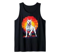 Arte Retro con Estampado de Perros Dogo Argentino al Atardecer Camiseta sin Mangas