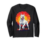 Arte Retro con Estampado de Perros Dogo Argentino al Atardecer Manga Larga