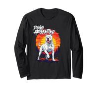 Arte Retro con Estampado de Perros Dogo Argentino al Atardecer Manga Larga