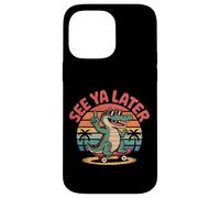 Arte retro con forma de cocodrilo al atardecer haciendo skateboarding «Nos vemos más tarde» Carcasa para iPhone 14 Pro Max