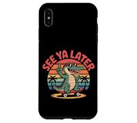 Arte retro con forma de cocodrilo al atardecer haciendo skateboarding «Nos vemos más tarde» Carcasa para iPhone XS Max