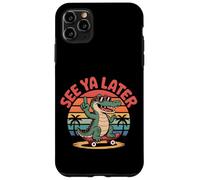 Arte retro con forma de cocodrilo al atardecer haciendo skateboarding «Nos vemos más tarde» Carcasa para iPhone 11 Pro Max