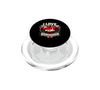 Arte Retro con la Bandera del Reino Unido con diseño de corazón, Horizonte Urbano, Orgullo Urbano, diseño de I Love Birmingham PopSockets PopGrip para MagSafe