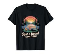 Arte Retro de Camping Nature Rise & Grind Cabin Edition Camiseta