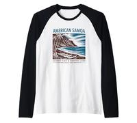 Arte Retro de la Tierra Sagrada de Samoa Americana Camiseta Manga Raglan