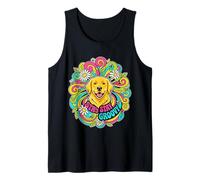 Arte Retro de Margaritas Stay Groovy Golden Retriever de los años 60 Camiseta sin Mangas