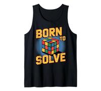 Arte Retro de Speed Cubing con diseño de Cubo Nacido para Resolver Camiseta sin Mangas