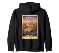 Arte Retro de Viaje aéreo de la Ciudad de Nueva York Washington Square Park Sudadera con Capucha