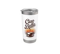 Arte retro del amanecer del café italiano Ciao Bella Vaso térmico de acero inoxidable de doble pared