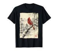 Arte Retro japonés con Estampado de pájaros cardenales del Norte Camiseta