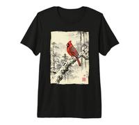 Arte Retro japonés con Estampado de pájaros cardenales del Norte Camiseta Premium