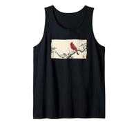 Arte Retro japonés con Estampado de pájaros cardenales del Norte Camiseta sin Mangas