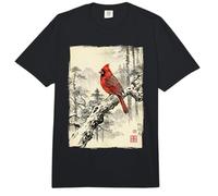 Arte Retro japonés con Estampado de pájaros cardenales del Norte Comfort Colors Adult Heavyweight T-Shirt