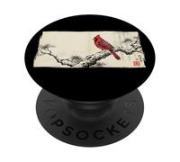 Arte Retro japonés con Estampado de pájaros cardenales del Norte PopSockets PopGrip Adhesivo