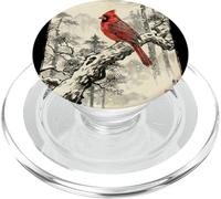 Arte Retro japonés con Estampado de pájaros cardenales del Norte PopSockets PopGrip para MagSafe