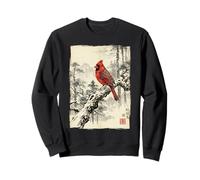 Arte Retro japonés con Estampado de pájaros cardenales del Norte Sudadera