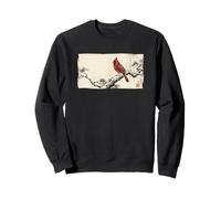 Arte Retro japonés con Estampado de pájaros cardenales del Norte Sudadera