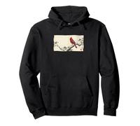 Arte Retro japonés con Estampado de pájaros cardenales del Norte Sudadera con Capucha