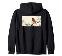 Arte Retro japonés con Estampado de pájaros cardenales del Norte Sudadera con Capucha