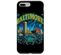 Arte Retro Pirata de cangrejos con el Horizonte del Puerto de Baltimore Carcasa para iPhone 7 Plus/8 Plus