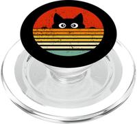 Arte Retro Vintage de Gato Negro Mirando al Atardecer PopSockets PopGrip para MagSafe