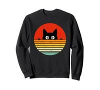 Arte Retro Vintage de Gato Negro Mirando al Atardecer Sudadera